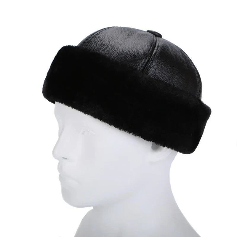 Brest Winter Genuine Leather Docker Cap