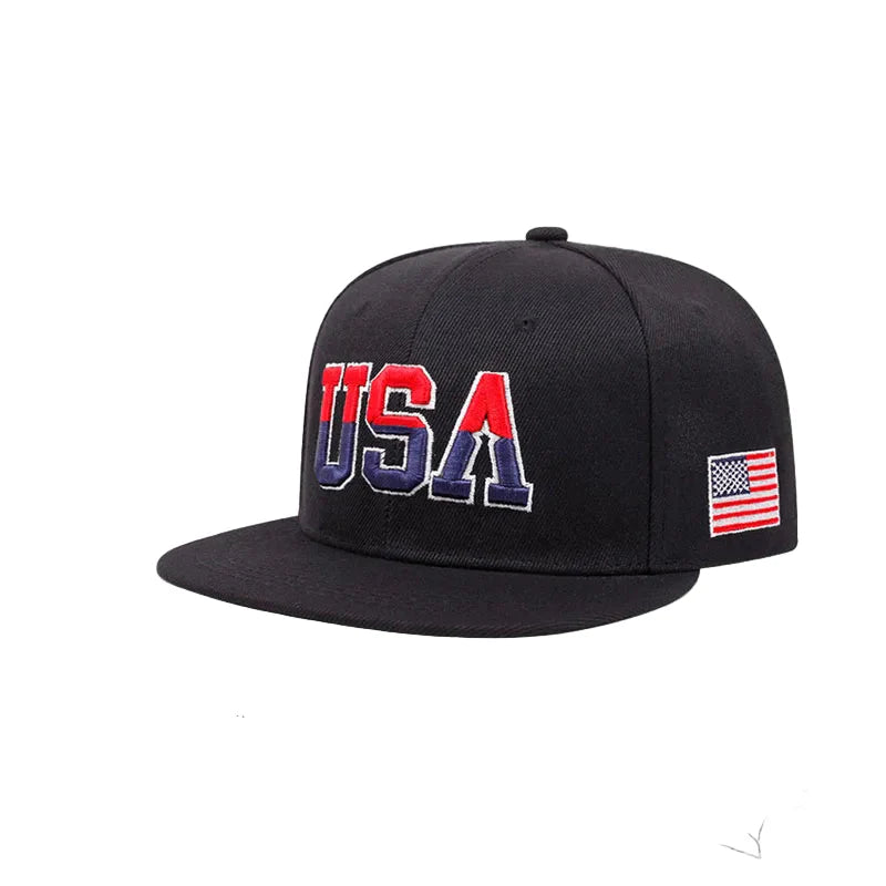 USA Flag Plain Snapback Cap