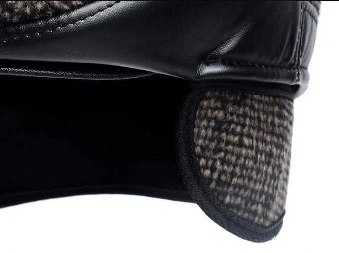 Murphy Earflaps Cotton & Leather Flat Cap