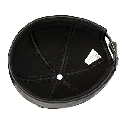 Black Suede Genuine Leather Docker Cap