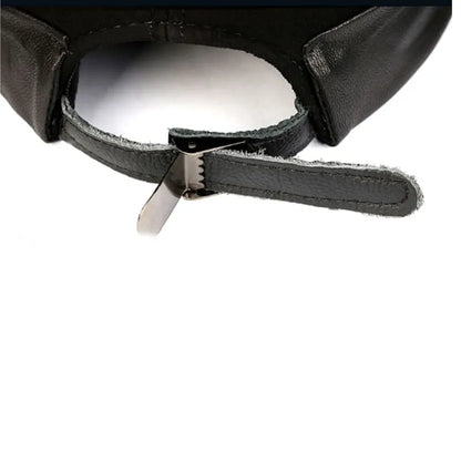 Black Suede Genuine Leather Docker Cap