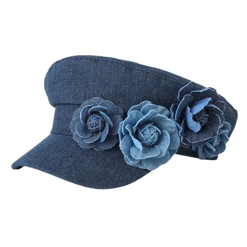 Blue Roses Denim Sailor Cap
