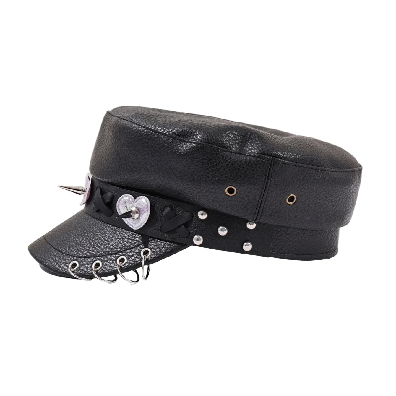Broken Hearts Gothic Leather Sailor Cap