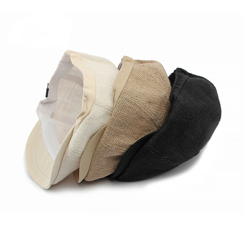 men-women-linen-summer-vintage-retro-newsie-cabbie-hat
