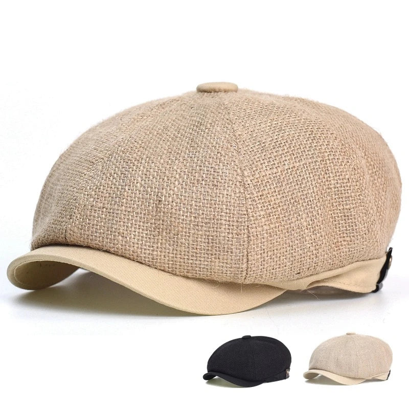 men-women-linen-summer-vintage-retro-newsie-cabbie-hat