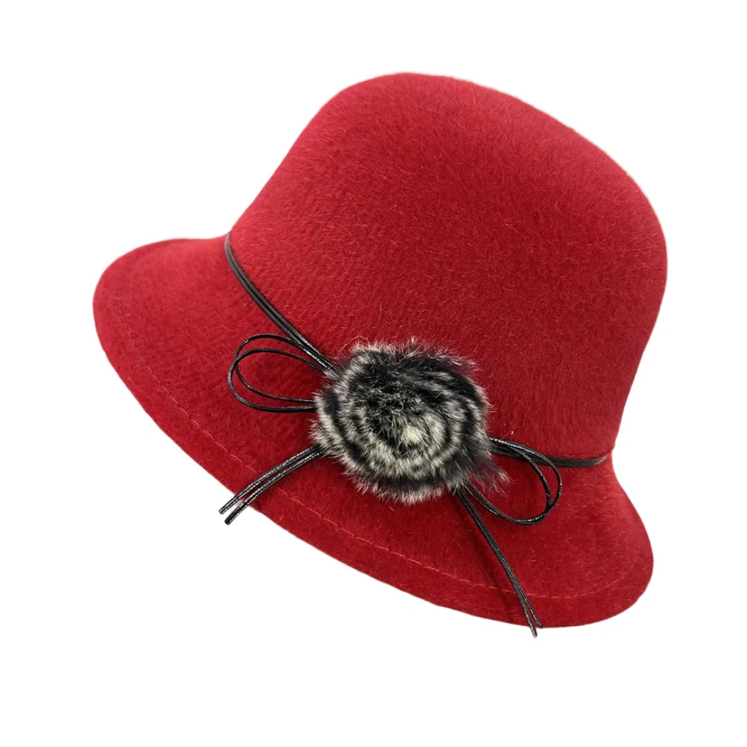 Deneuve Women Winter Wool Bowler Hat