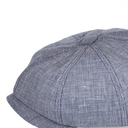 Derby Blue Linen Newsboy Cap