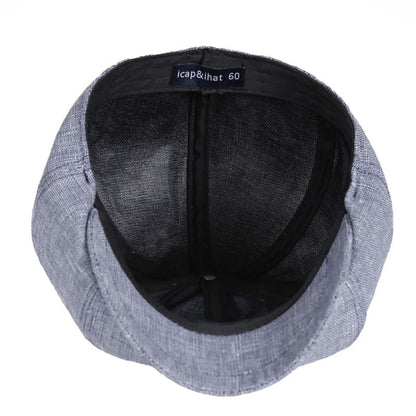 Derby Blue Linen Newsboy Cap