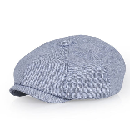 Derby Blue Linen Newsboy Cap