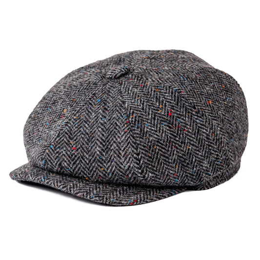Flecked Gray Wool Newsboy Cap