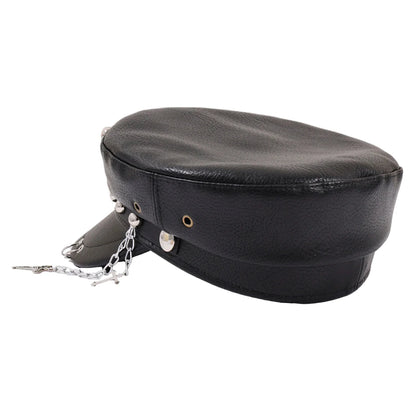 Holy Death Steampunk Black Leather Sailor Cap