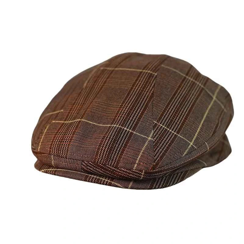 Idaho Brown Tartan Linen Flat Cap