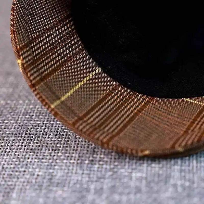 Idaho Brown Tartan Linen Flat Cap