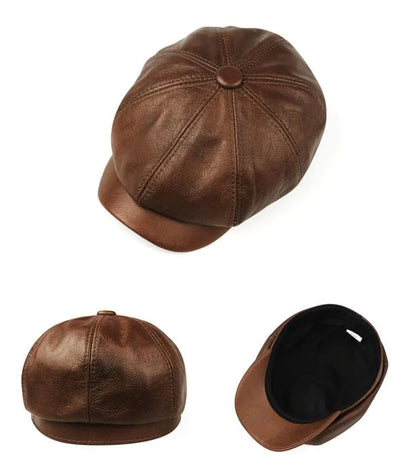 newsie-bakerboy-paperboy-cabbie-hat-pure-authentic-leather-cowhide