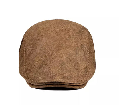 Liverpool Brown Genuine Leather Duckbill Flat Cap