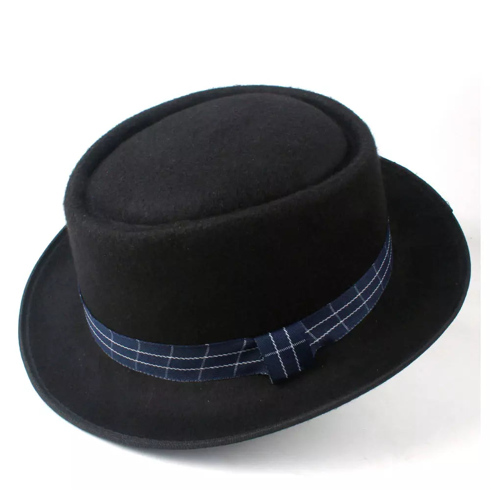 fleece-floccus-plaid-belt-adjustable-fedora-wide-crown