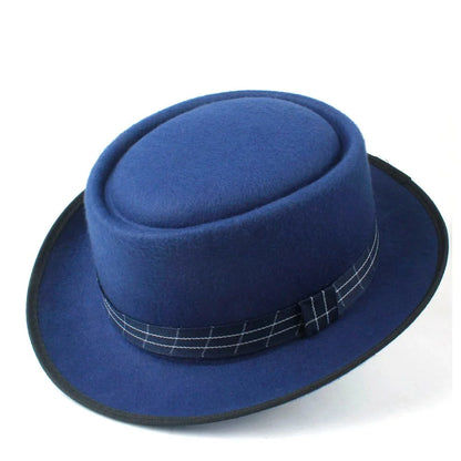 fleece-floccus-plaid-belt-adjustable-fedora-wide-crown