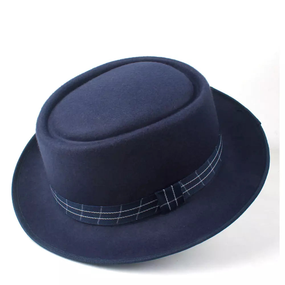 fleece-floccus-plaid-belt-adjustable-fedora-wide-crown