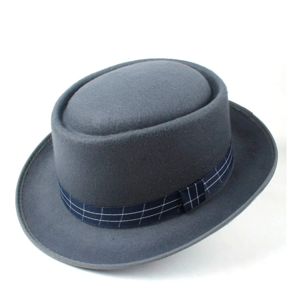 fleece-floccus-plaid-belt-adjustable-fedora-wide-crown
