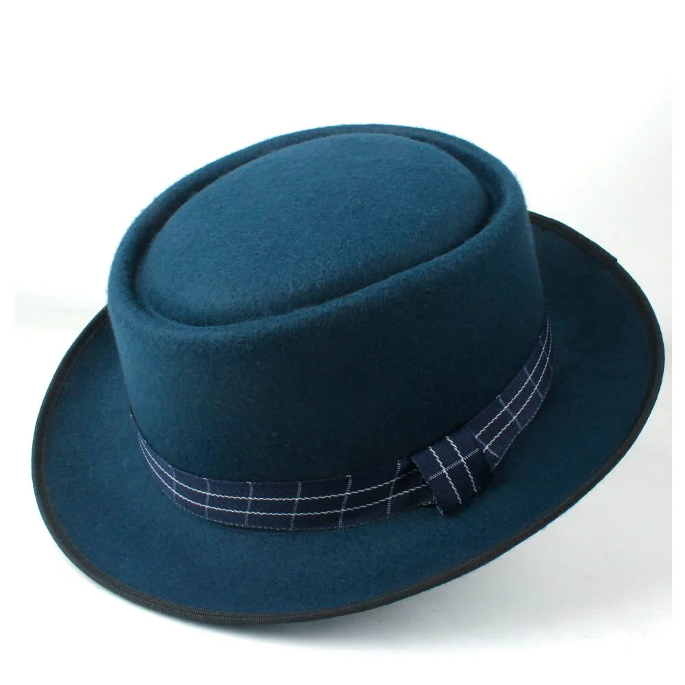 fleece-floccus-plaid-belt-adjustable-fedora-wide-crown