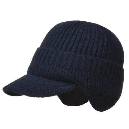 Knitted Winter Beanie with Visor & Ear Flaps